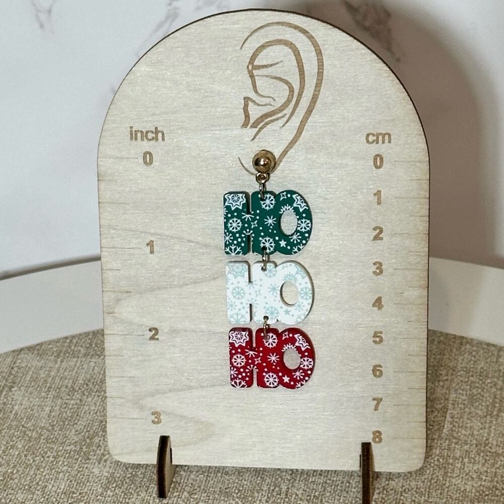 #47 Christmas SnowFlake Ho Ho Ho Dangle Earrings - Picture 7 of 7
